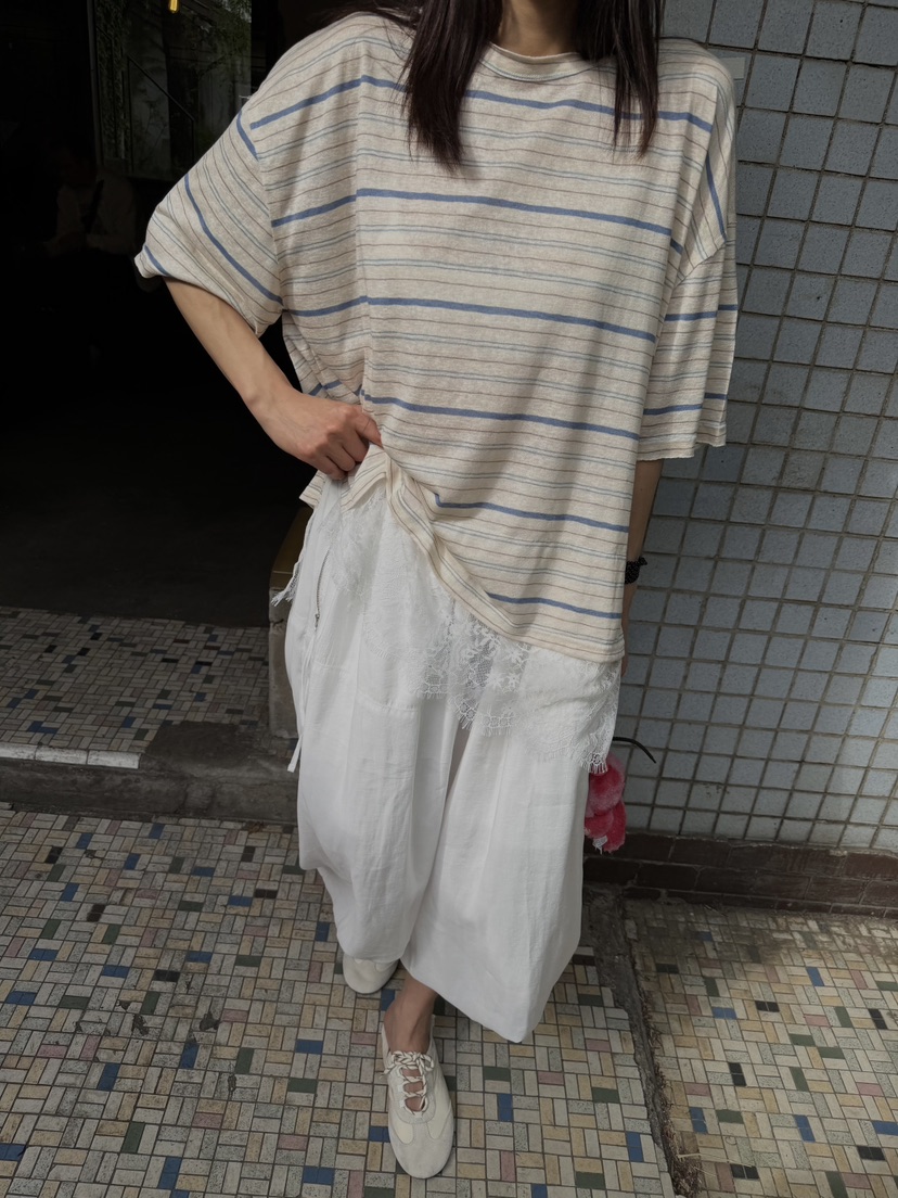 FRANC—L韓國直郵女士新品推薦職業時尚T恤亞麻布復古蕾絲FRANCT恤