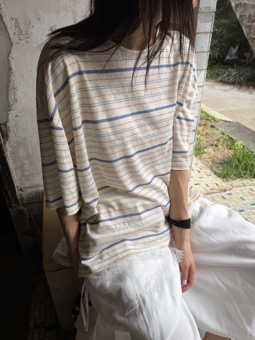 FRANC—L韓國直郵女士新品推薦職業時尚T恤亞麻布復古蕾絲FRANCT恤圖色1