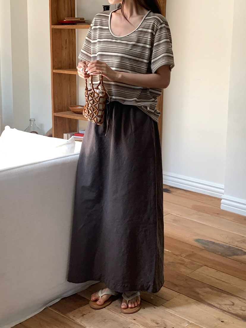 BLEECKER東大門代購女士新款真品休閑職業推薦長裙亞麻布BLEECKER長裙