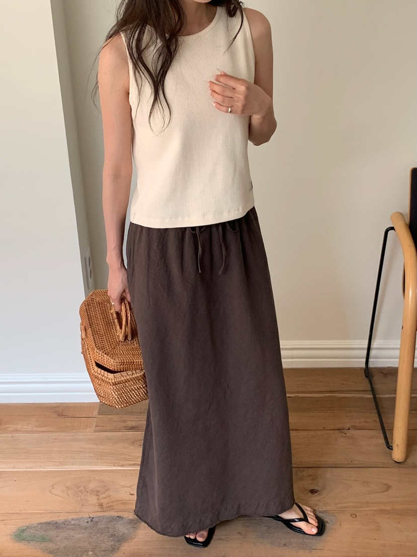 BLEECKER東大門代購女士新款真品休閑職業推薦長裙亞麻布BLEECKER長裙