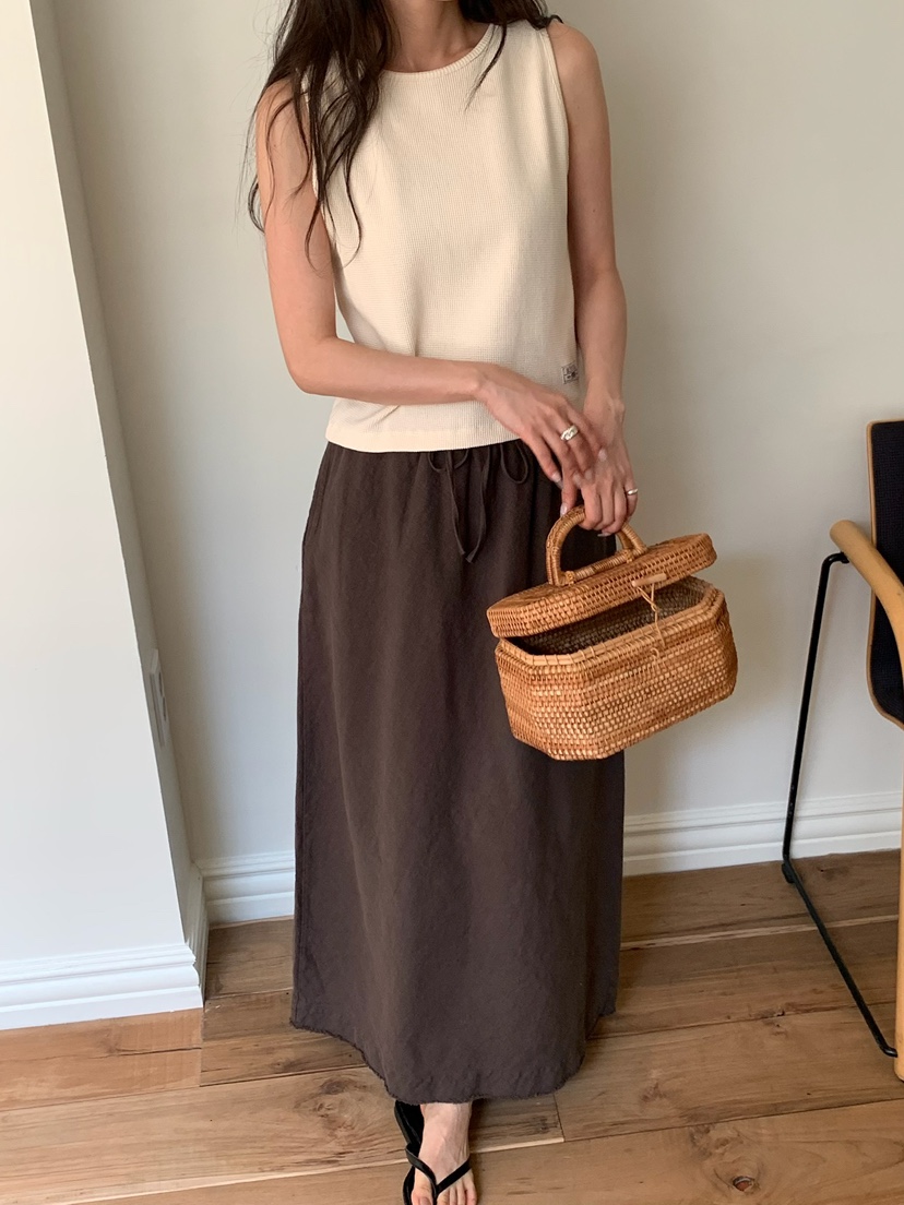 BLEECKER東大門代購女士新款真品休閑職業推薦長裙亞麻布BLEECKER長裙