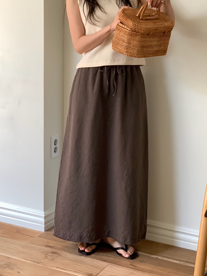 BLEECKER東大門代購女士新款真品休閑職業推薦長裙亞麻布BLEECKER長裙