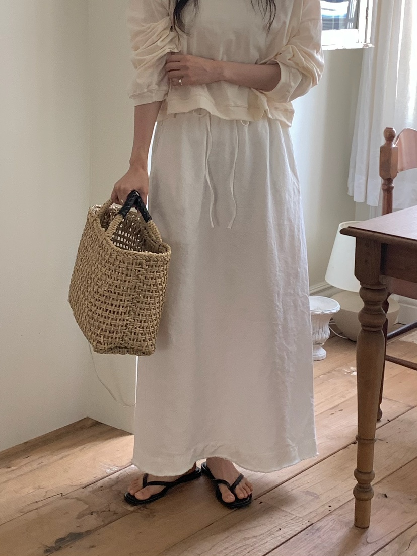 BLEECKER東大門代購女士新款真品休閑職業推薦長裙亞麻布BLEECKER長裙