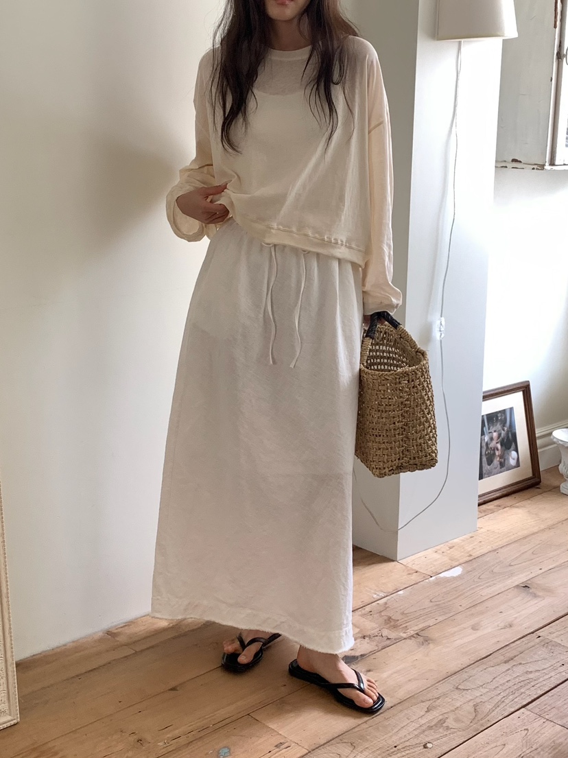 BLEECKER東大門代購女士新款真品休閑職業推薦長裙亞麻布BLEECKER長裙