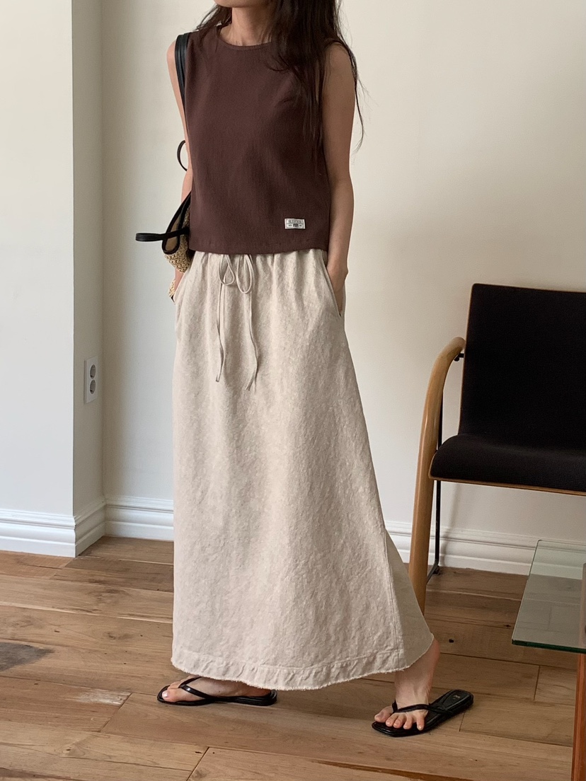 BLEECKER東大門代購女士新款真品休閑職業推薦長裙亞麻布BLEECKER長裙