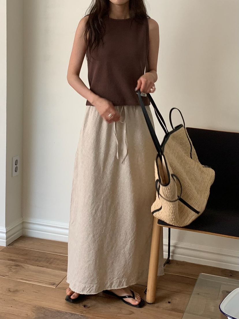 BLEECKER東大門代購女士新款真品休閑職業推薦長裙亞麻布BLEECKER長裙