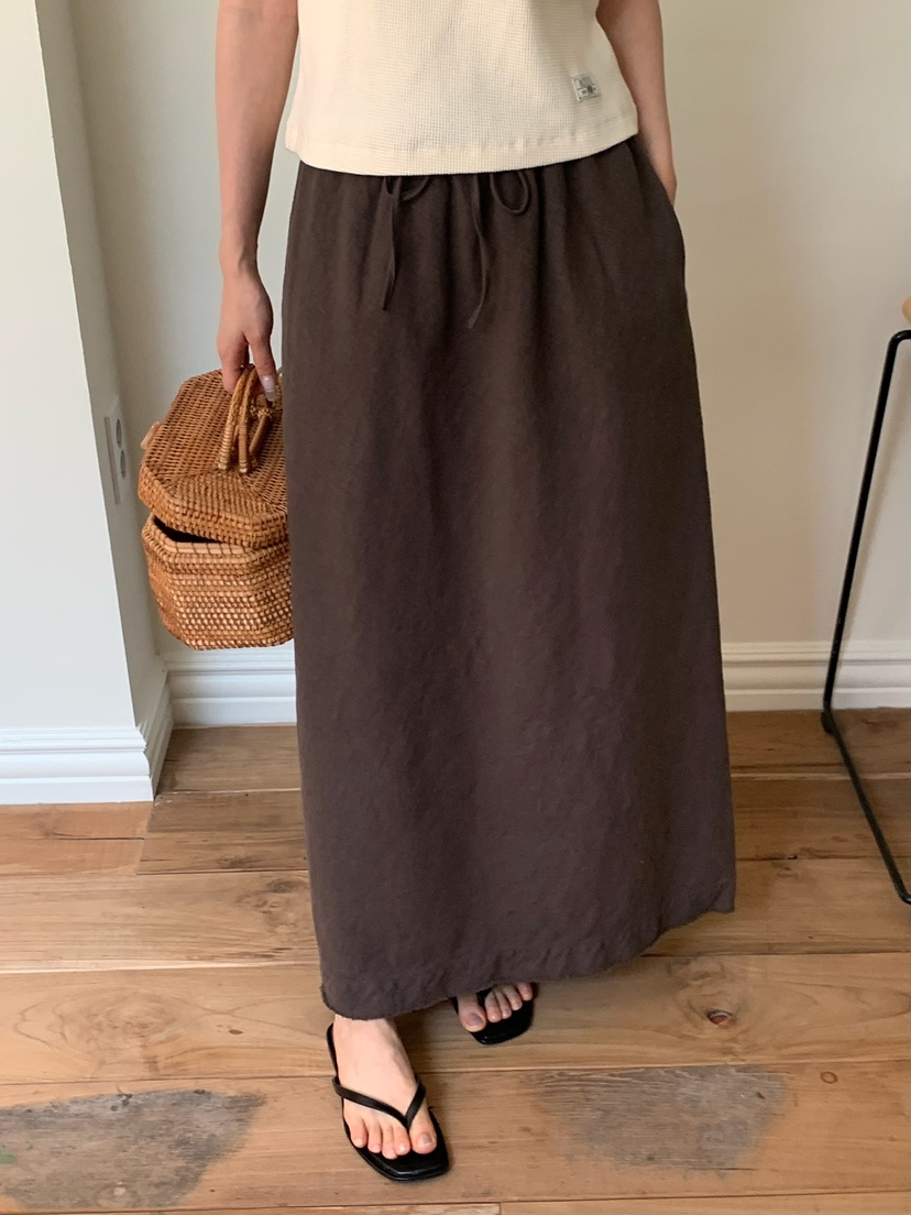 BLEECKER東大門代購女士新款真品休閑職業推薦長裙亞麻布BLEECKER長裙