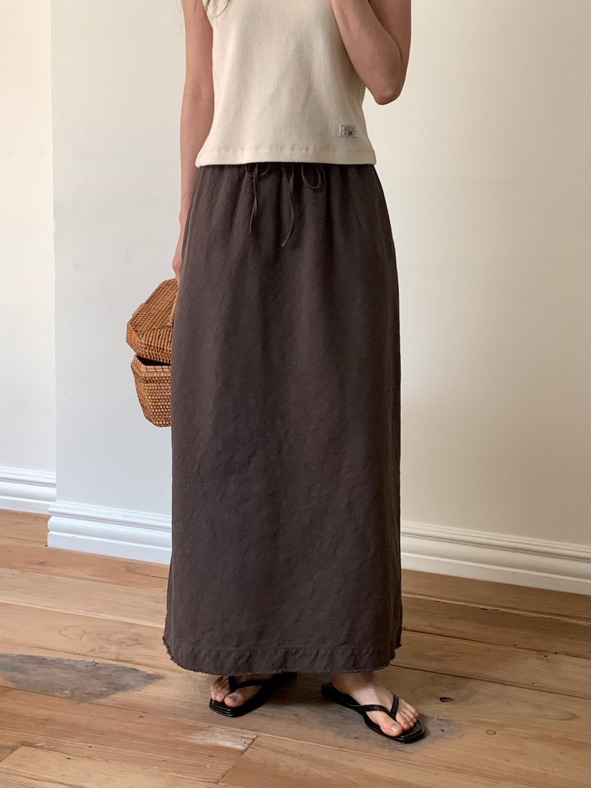 BLEECKER東大門代購女士新款真品休閑職業推薦長裙亞麻布BLEECKER長裙