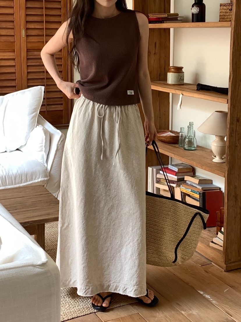 BLEECKER東大門代購女士新款真品休閑職業推薦長裙亞麻布BLEECKER長裙