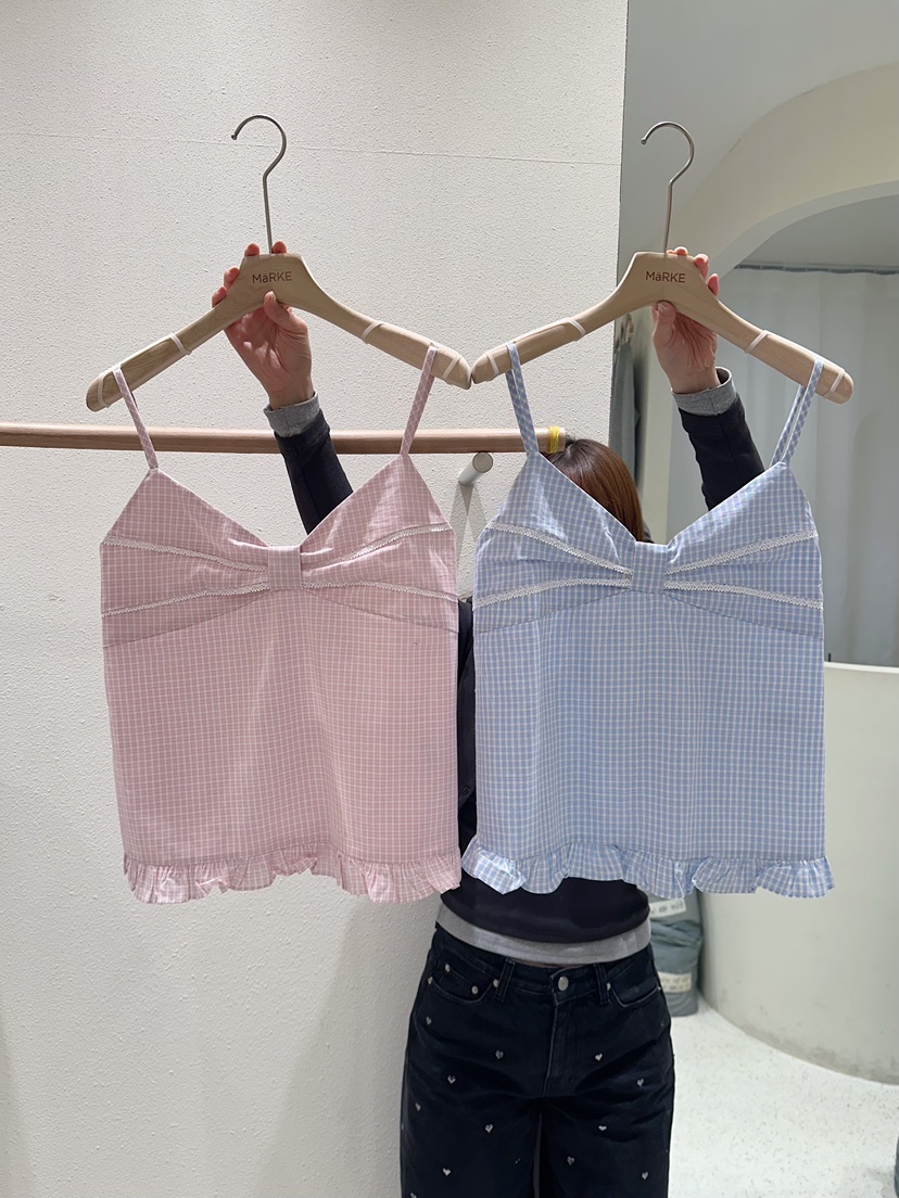 MARKE-P韓國代購女士新款時尚職業休閑吊帶背心格子絲帶MARKE-P吊帶/背心