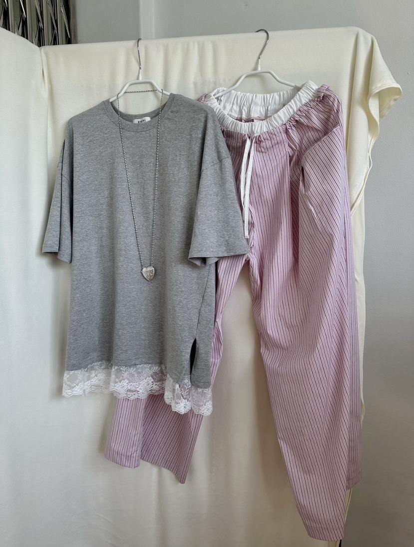 BYRING韓國直郵女裝新品熱賣休閑26春夏人氣推薦T恤蕾絲寬松BYRINGT恤