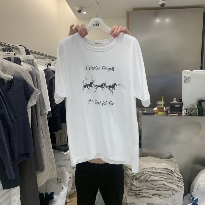 MEET ME韓國直郵實拍女裝新品人氣熱賣26春夏職業休閑T恤MEET MET恤圖色1