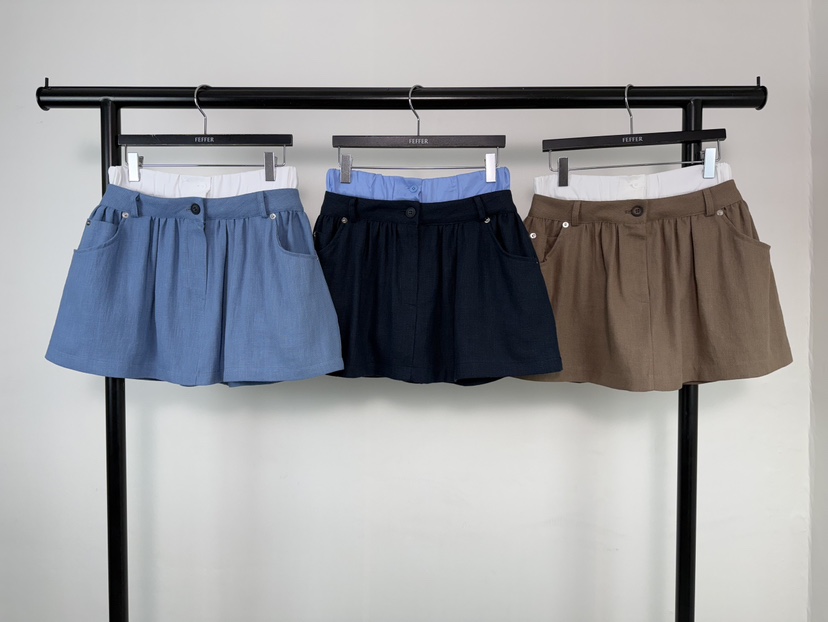 FEFFER韓國東大門直郵女士新品職業人氣時尚休閑短褲亞麻FEFFER短褲