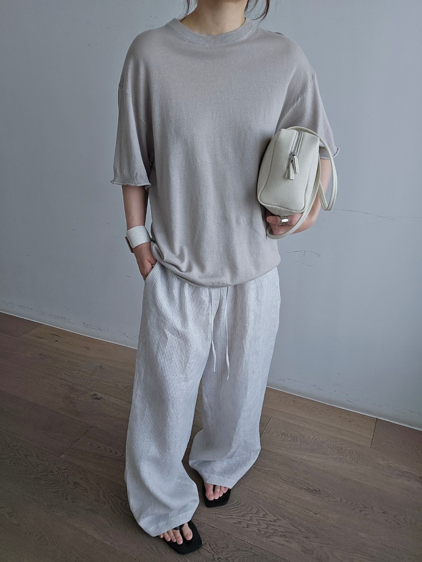 J SHOP韓國直郵實拍女裝新款休閑職業時尚推薦T恤亞麻針織J_SHOPT恤