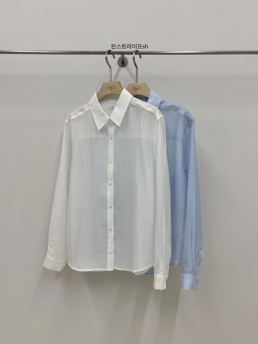 VERGAMOT韓國直郵女士新品休閑推薦時尚熱賣襯衫蕾絲衫條紋VERGAMOT襯衫/蕾絲衫