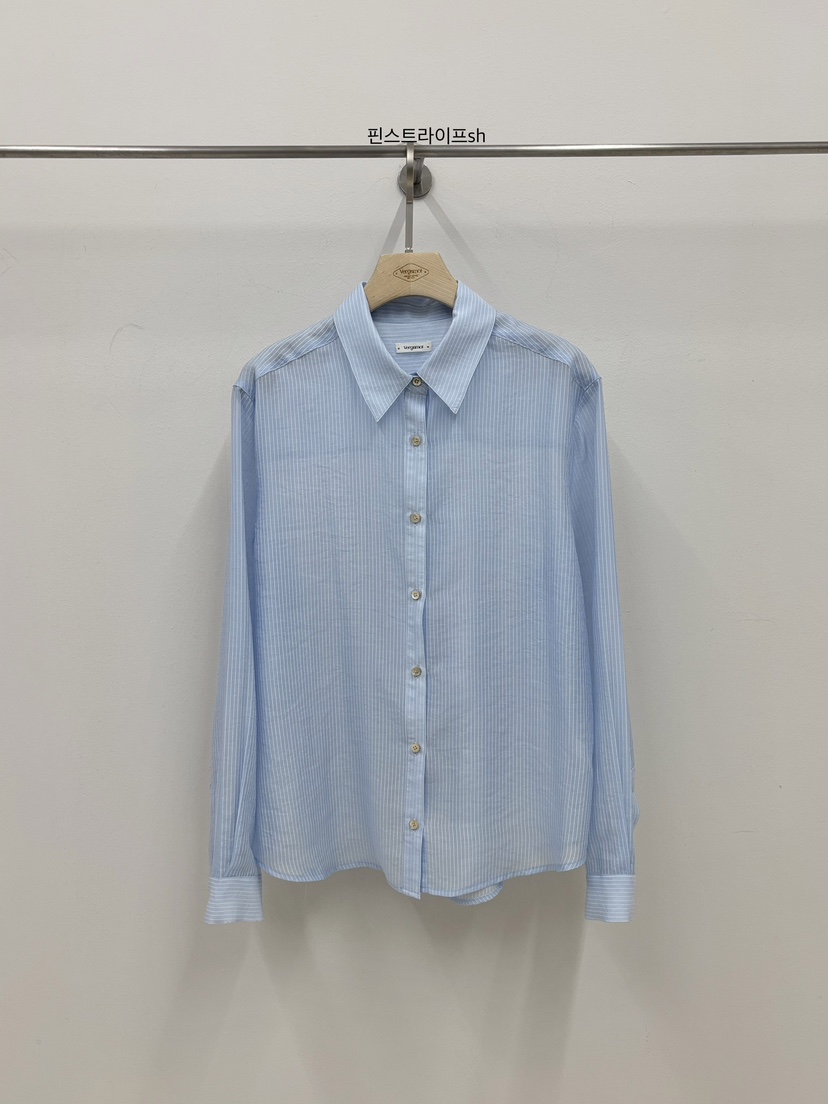 VERGAMOT韓國直郵女士新品休閑推薦時尚熱賣襯衫蕾絲衫條紋VERGAMOT襯衫/蕾絲衫圖色2