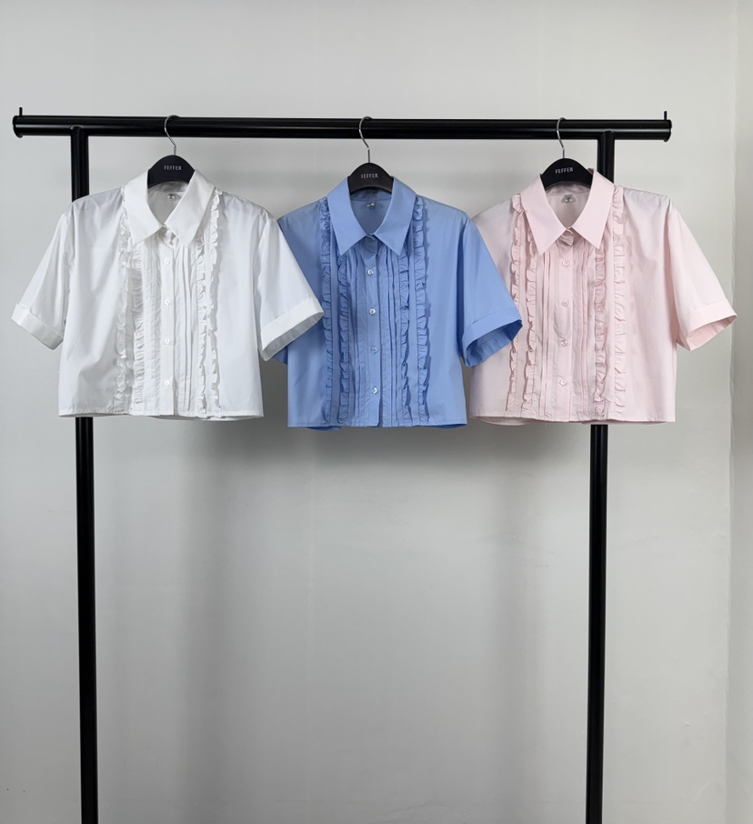 FEFFER韓國東大門直郵女士新款休閑26春夏職業襯衫蕾絲衫FEFFER襯衫/蕾絲衫