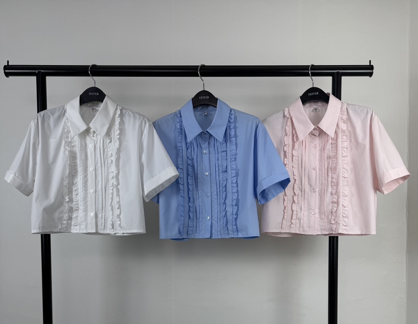 FEFFER韓國東大門直郵女士新款休閑26春夏職業襯衫蕾絲衫FEFFER襯衫/蕾絲衫