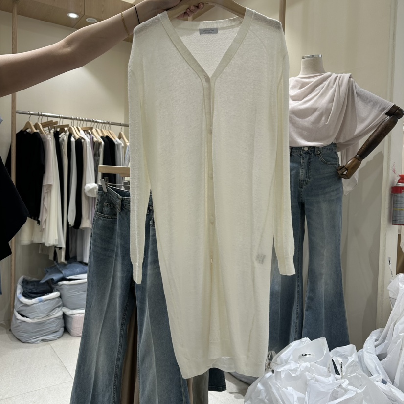 VINTAGE VIBE韓國代購女裝新品熱賣時尚針織衫亞麻開衫長款VINTAGE VIBE針織衫圖色1