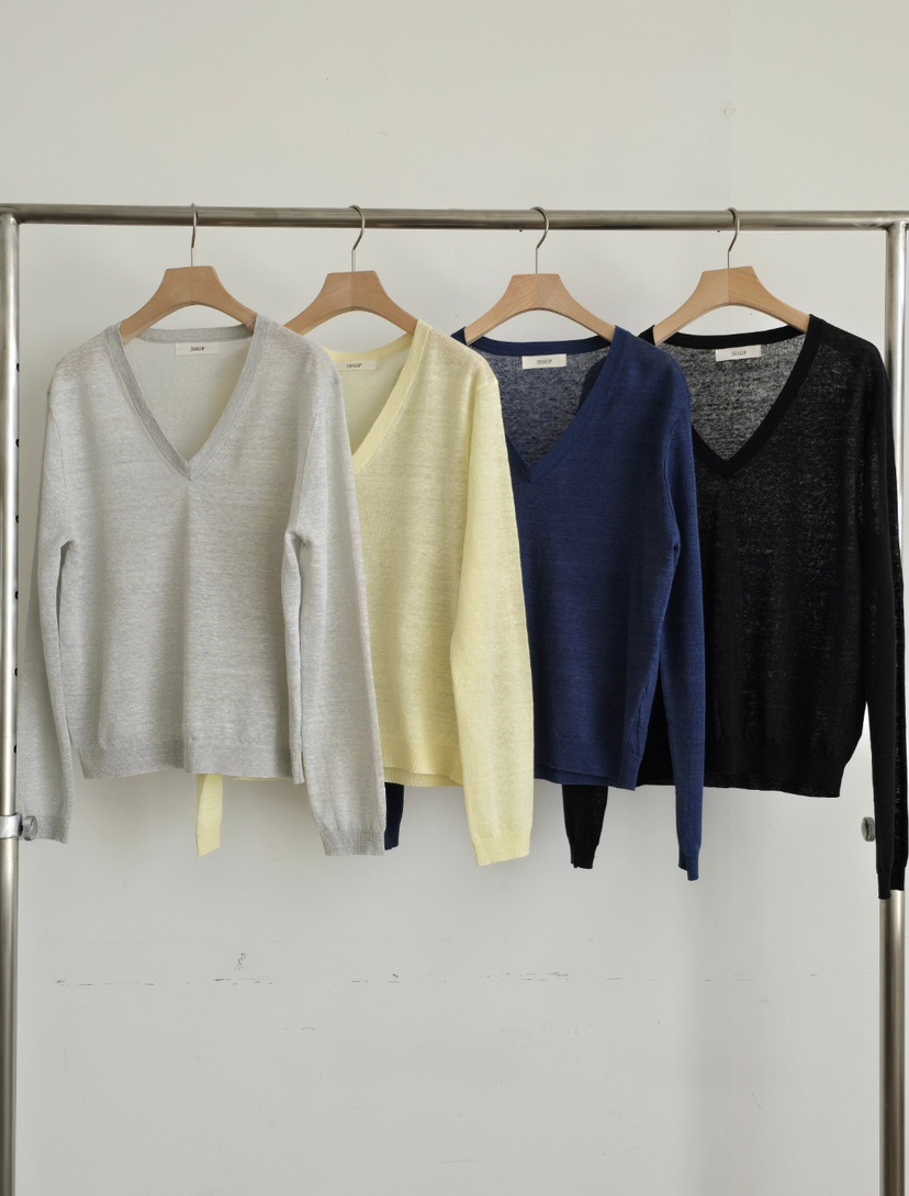 J SHOP韓國直郵女裝新款人氣職業推薦時尚針織衫V領亞麻J_SHOP針織衫