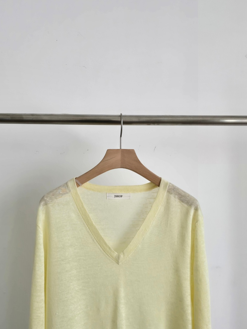 J SHOP韓國直郵女裝新款人氣職業推薦時尚針織衫V領亞麻J_SHOP針織衫