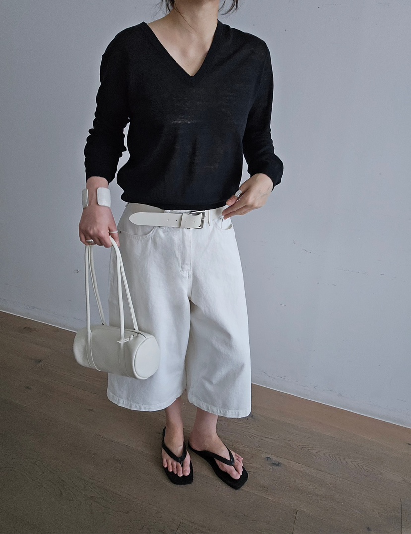 J SHOP韓國直郵女裝新款人氣職業推薦時尚針織衫V領亞麻J_SHOP針織衫