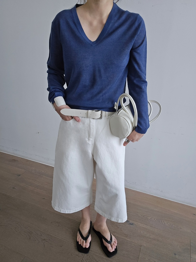 J SHOP韓國直郵女裝新款人氣職業推薦時尚針織衫V領亞麻J_SHOP針織衫