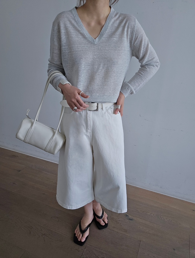 J SHOP韓國直郵女裝新款人氣職業推薦時尚針織衫V領亞麻J_SHOP針織衫