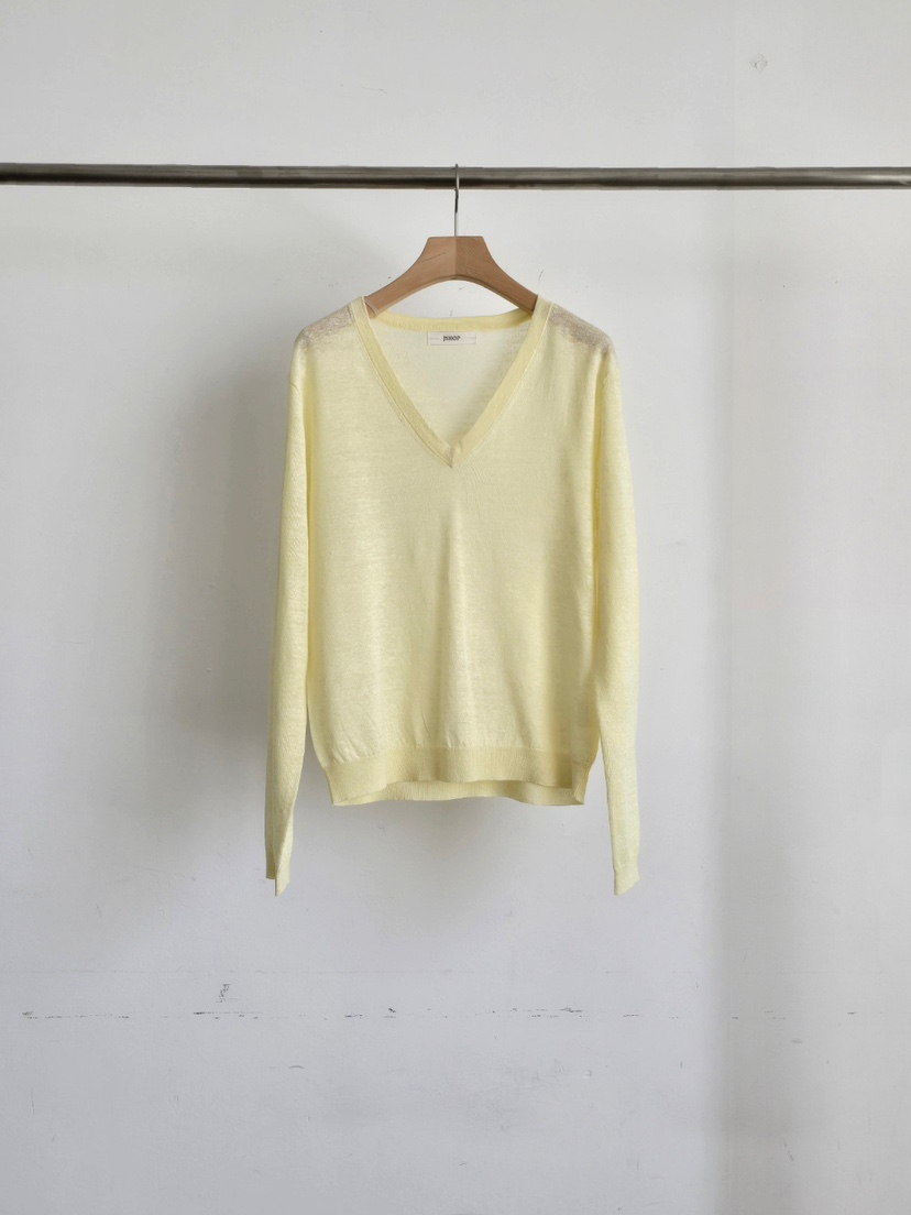 J SHOP韓國直郵女裝新款人氣職業推薦時尚針織衫V領亞麻J_SHOP針織衫圖色2