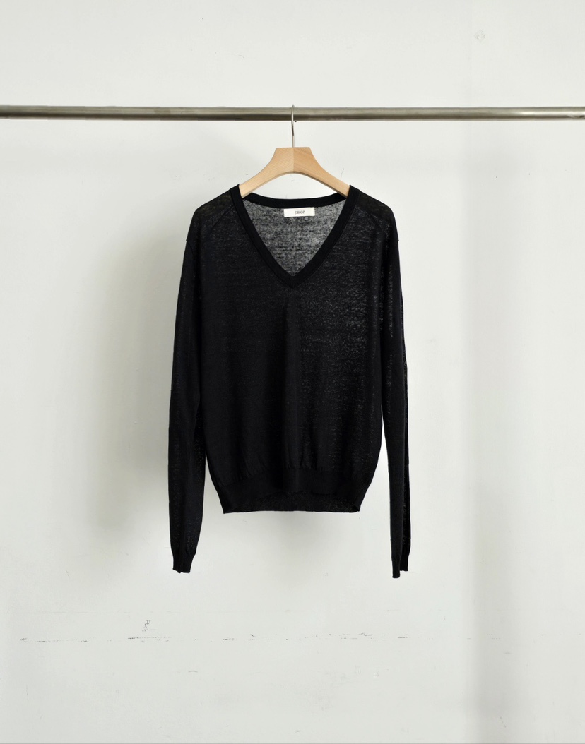 J SHOP韓國直郵女裝新款人氣職業推薦時尚針織衫V領亞麻J_SHOP針織衫圖色4