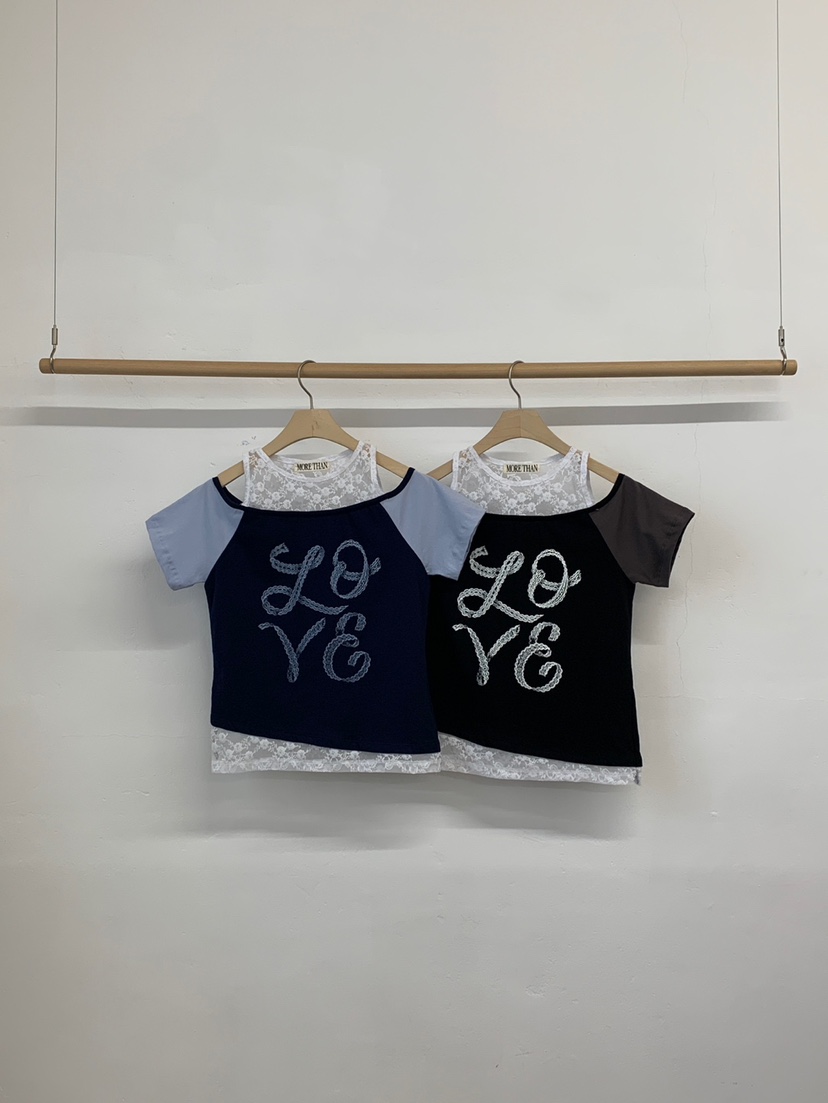 MORE THAN-P韓國代購女士新款推薦休閑26春夏時尚T恤蕾絲MORE THANT恤