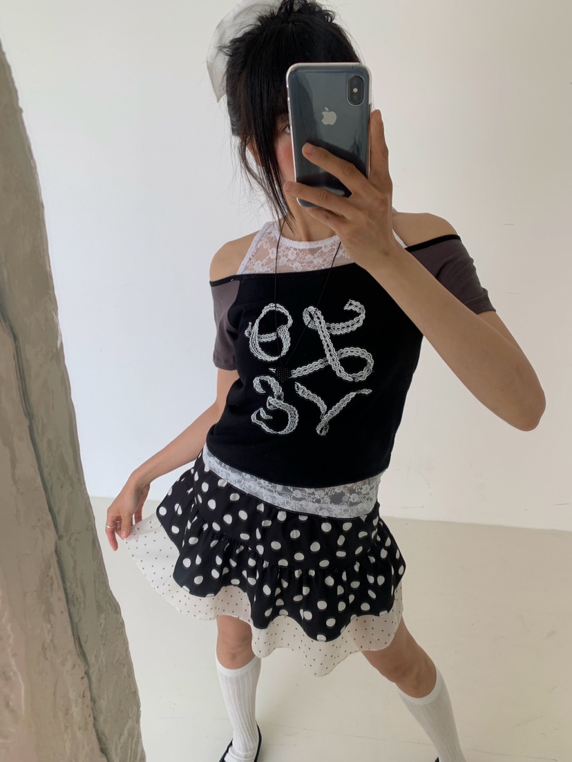 MORE THAN-P韓國代購女士新款推薦休閑26春夏時尚T恤蕾絲MORE THANT恤