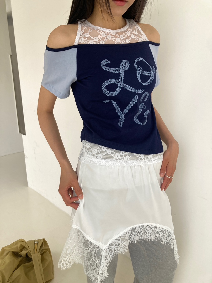 MORE THAN-P韓國代購女士新款推薦休閑26春夏時尚T恤蕾絲MORE THANT恤