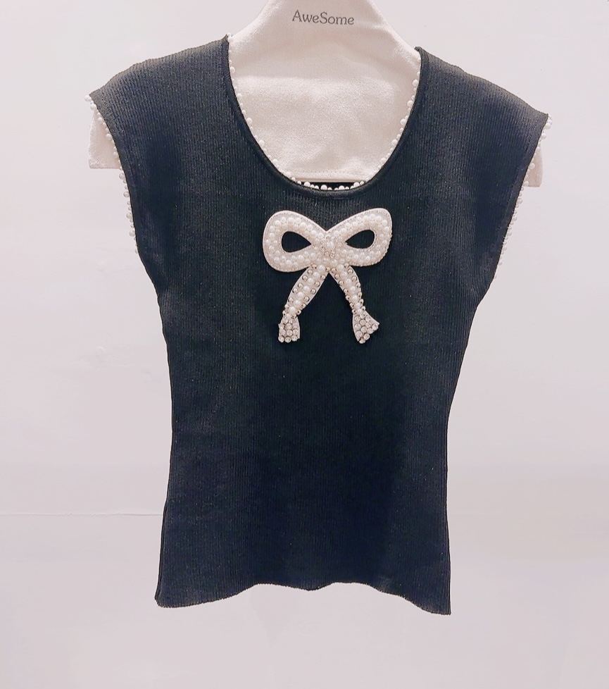 AWESOME-P韓國直郵女裝新品時尚26春夏職業熱賣推薦T恤絲帶AWESOME-PT恤圖色2