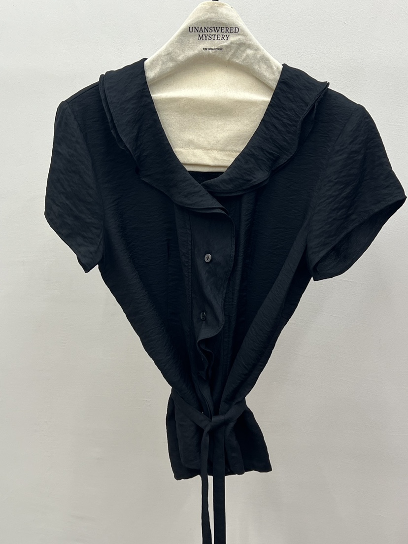 UNANSWERED-MYSTERY/FIFO韓國直郵女裝新品職業襯衫蕾絲衫含腰繩荷葉邊UNANSWERED-MYSTERY/FIFO襯衫/蕾絲衫圖色3