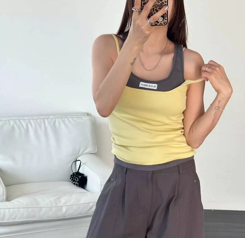 BLACKFRIDAY韓國東大門代購女士新款時尚人氣吊帶背心假兩件BLACK FRIDAY吊帶/背心圖色2