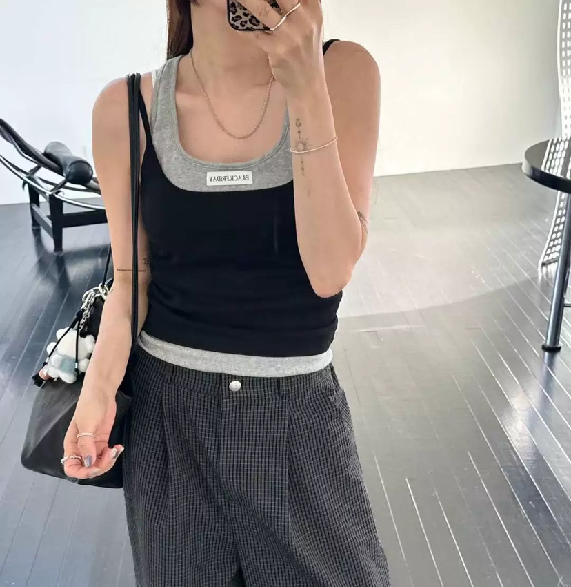 BLACKFRIDAY韓國東大門代購女士新款時尚人氣吊帶背心假兩件BLACK FRIDAY吊帶/背心圖色3