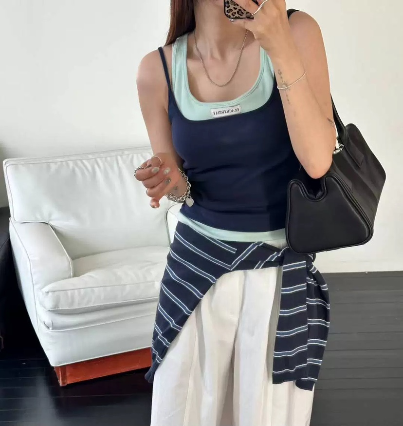 BLACKFRIDAY韓國東大門代購女士新款時尚人氣吊帶背心假兩件BLACK FRIDAY吊帶/背心圖色4