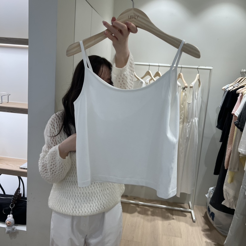 LIFFEY韓國東大門代購女裝新品推薦休閑人氣吊帶背心奶油色LIFFEY吊帶/背心圖色2