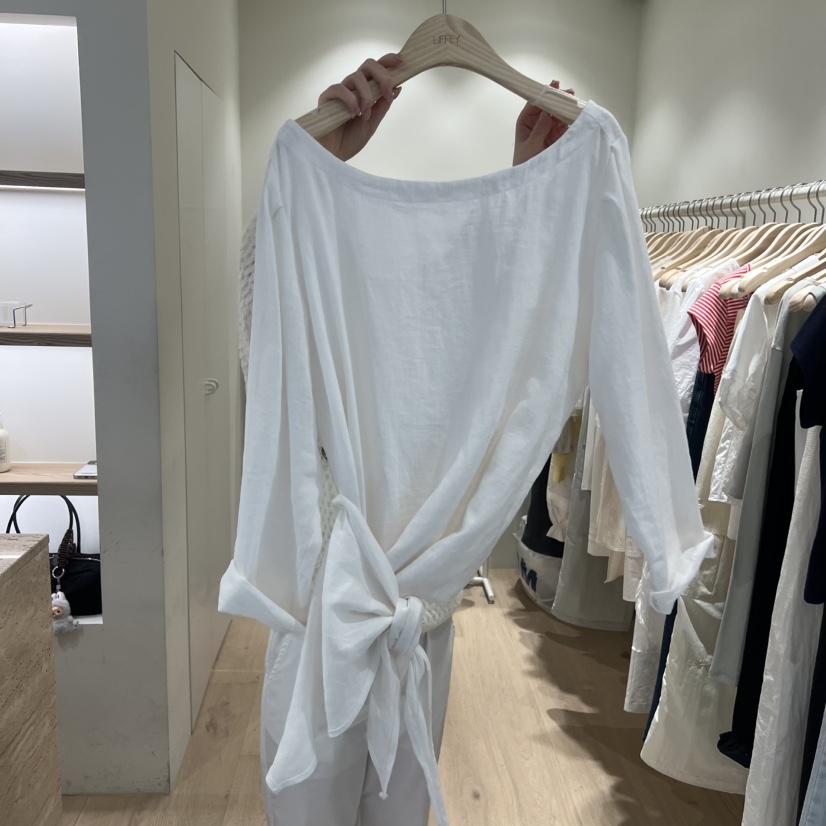 LIFFEY韓國東大門代購女裝新品職業休閑襯衫蕾絲衫亞麻圍巾LIFFEY襯衫/蕾絲衫圖色2