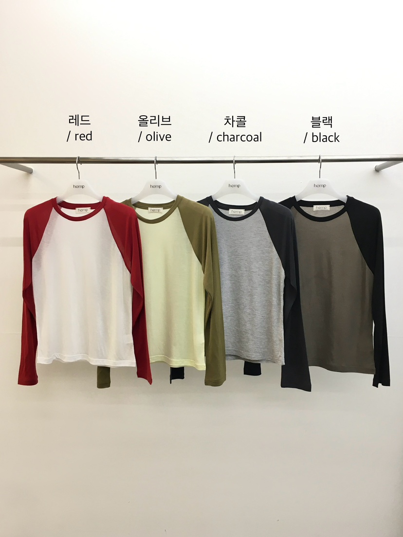 HEMP-P韓國直郵實拍女裝新款熱賣推薦職業長袖T恤插肩袖hemp長袖T恤
