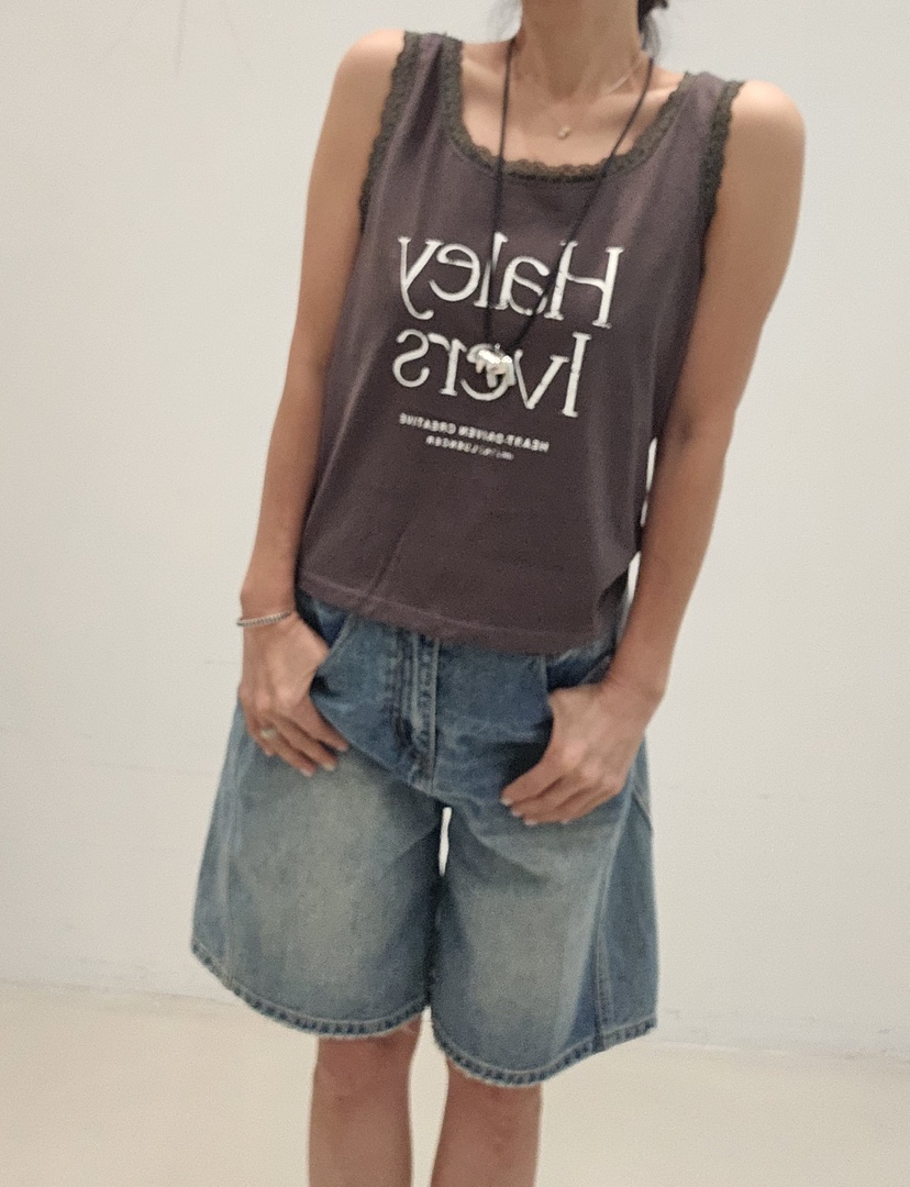 NEOUL韓國直郵女裝新品熱賣時尚職業人氣26春夏休閑吊帶背心NEOUL/ahin雙領標簽吊帶/背心