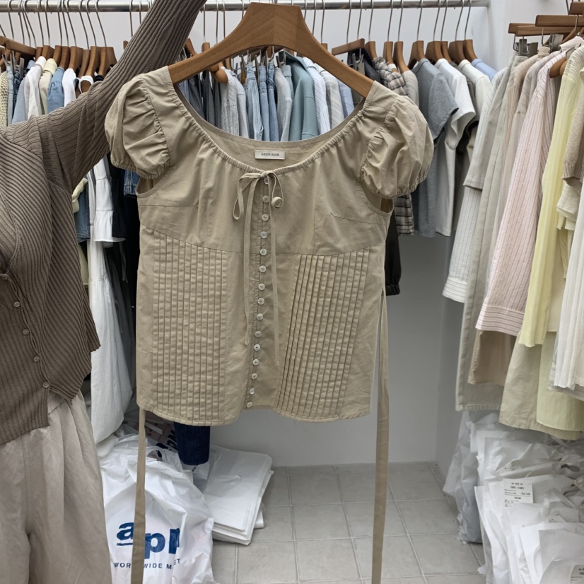 DRESS ROOM韓國直郵實拍女士新品26春夏人氣襯衫蕾絲衫褶裥DRESS ROOM襯衫/蕾絲衫圖色2