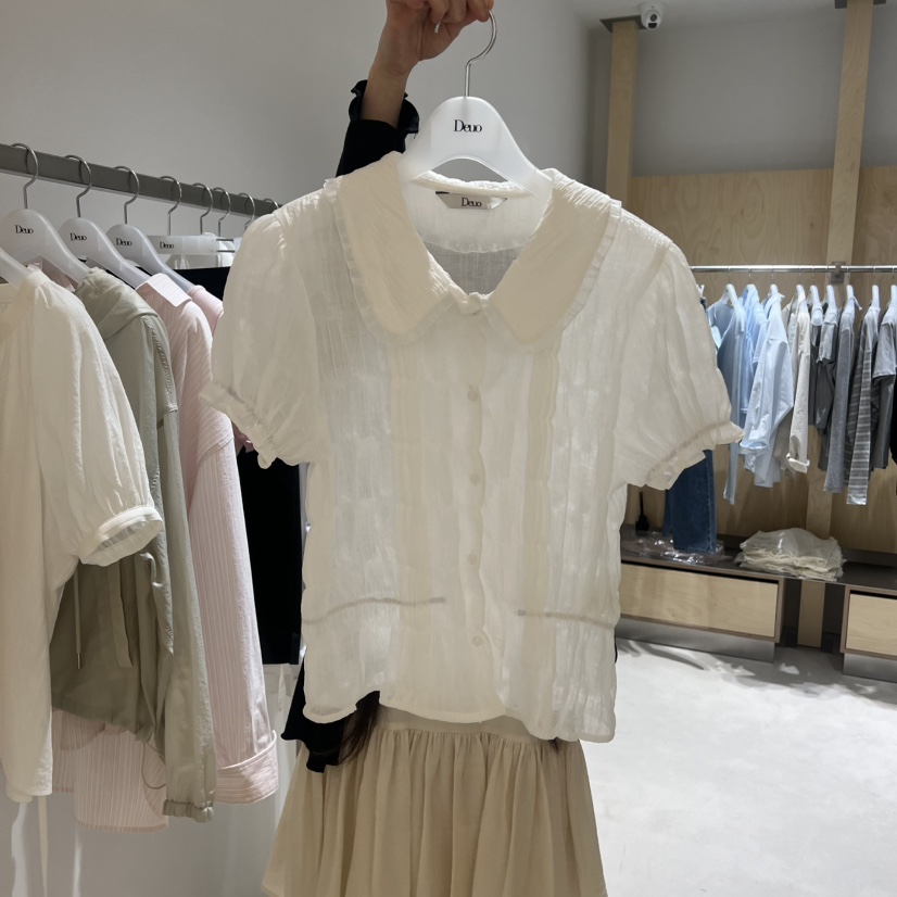 DEUO韓國東大門代購女士新品26春夏人氣時尚推薦襯衫蕾絲衫DEUO襯衫/蕾絲衫圖色2