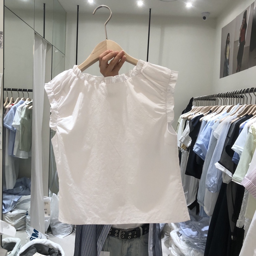 YUNBAL韓國代購女士新品人氣職業時尚襯衫蕾絲衫荷葉邊褶裥YUNBAL襯衫/蕾絲衫