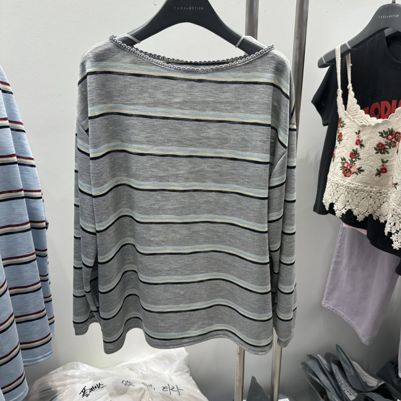 TARABY MOTION韓國代購女裝新品熱賣人氣推薦長袖T恤條紋TARABY MOTION長袖T恤圖色3