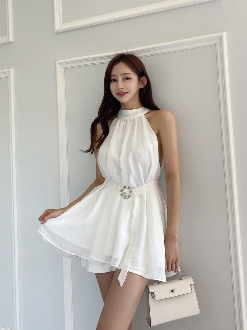 CLOTH韓國東大門直郵女士新品熱賣時尚推薦休閑連衣裙含腰帶CLOTH連衣裙圖色1