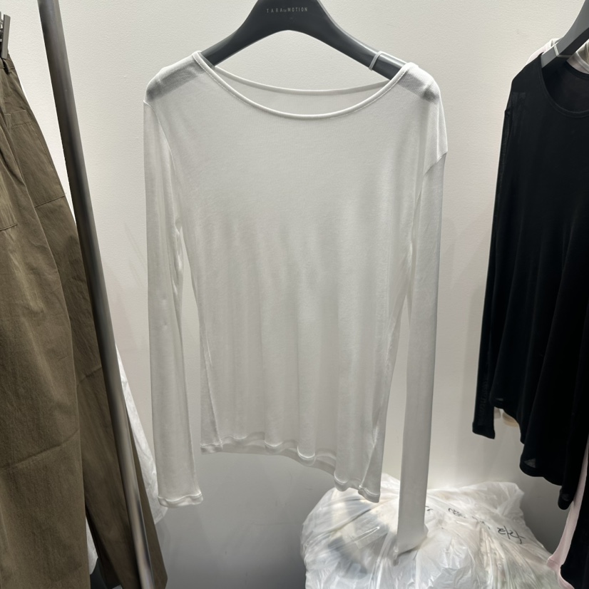 TARABY MOTION韓國東大門代購女士新款人氣職業長袖T恤透明TARABY MOTION長袖T恤圖色1