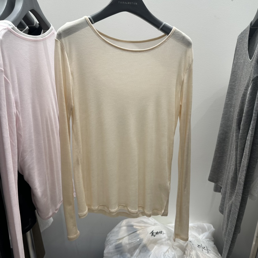 TARABY MOTION韓國東大門代購女士新款人氣職業長袖T恤透明TARABY MOTION長袖T恤圖色4