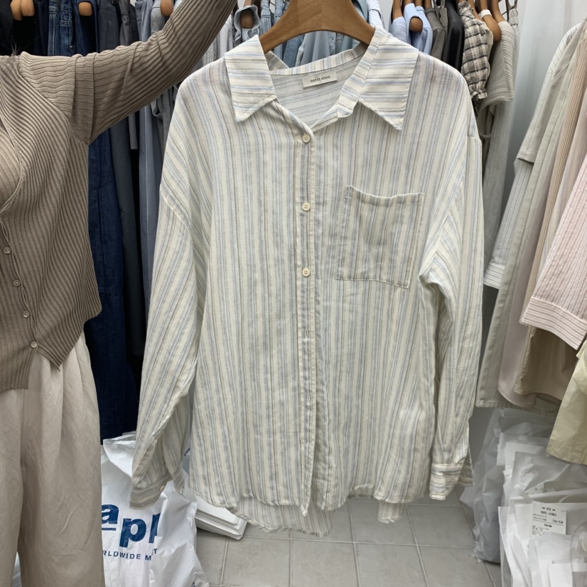 DRESS ROOM韓國代購女士新款人氣26春夏推薦襯衫蕾絲衫條紋DRESS ROOM襯衫/蕾絲衫圖色2